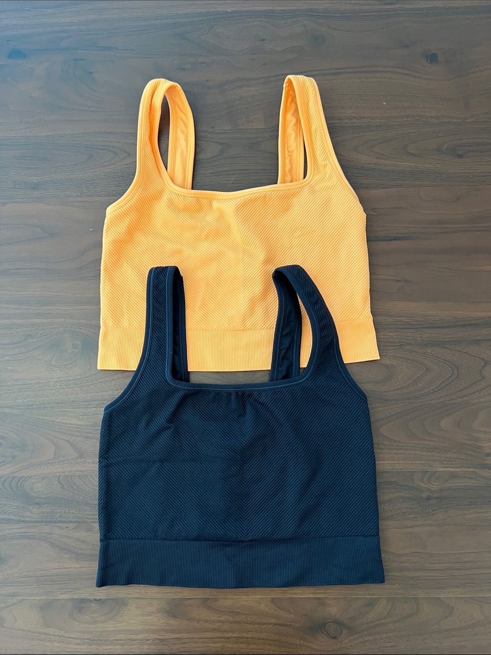 All in Motion Women’s Square Neck Tank Crop Top Bundle Orange and Black, Medium - Picture 1 of 4